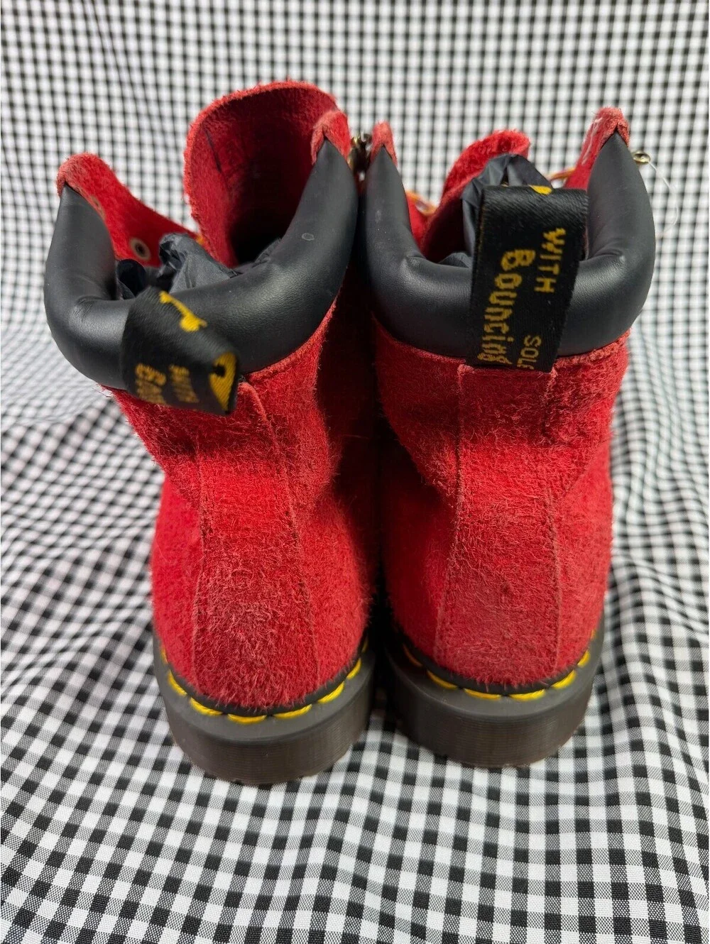 Dr Martens 939 Ben Boots Mens 13 Red Suede Hiking Lace Up Lug Sole Padded